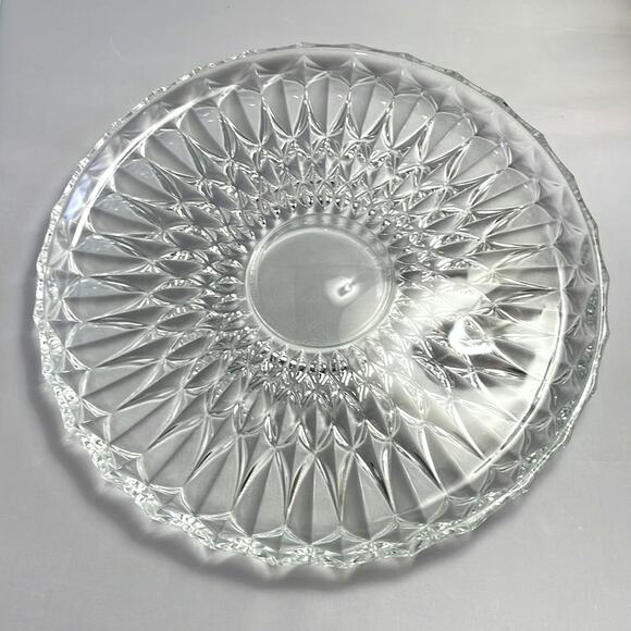 Pressed‎ Glass 12" Cake Plate or Serving Tray - Thick Heavy Glass EUC - Picture 1 of 6
